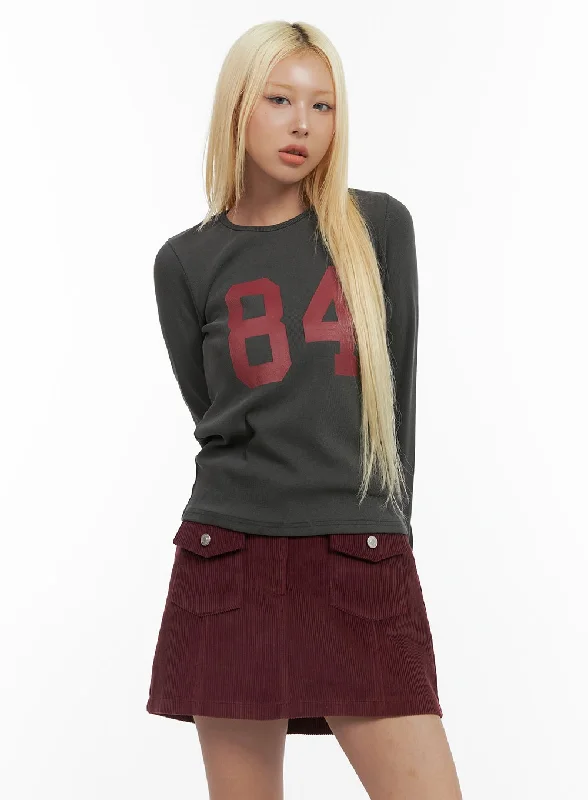 Lettering Long-Sleeve Crop Tee CO415