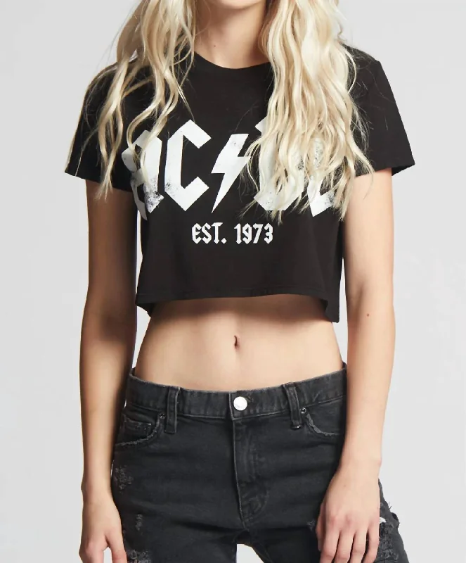 Ac/dc 1973 Crop Tee In Black