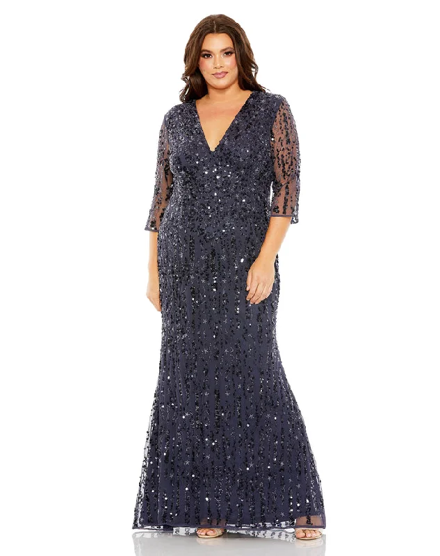 Mac Duggal 93871 Long Sequin Plus Size Formal Dress