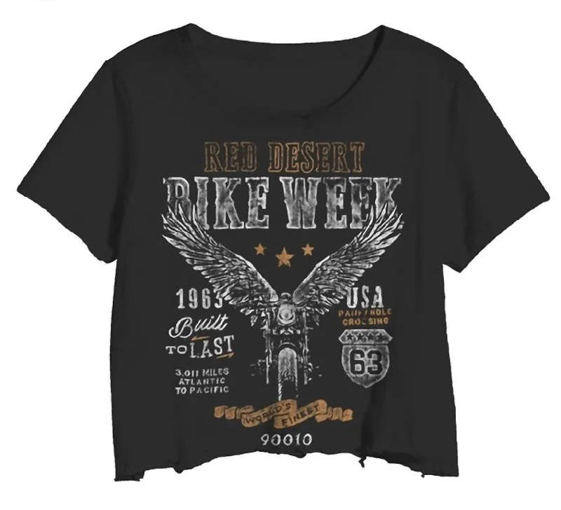 Women's Bike Week Crop Tee In Black