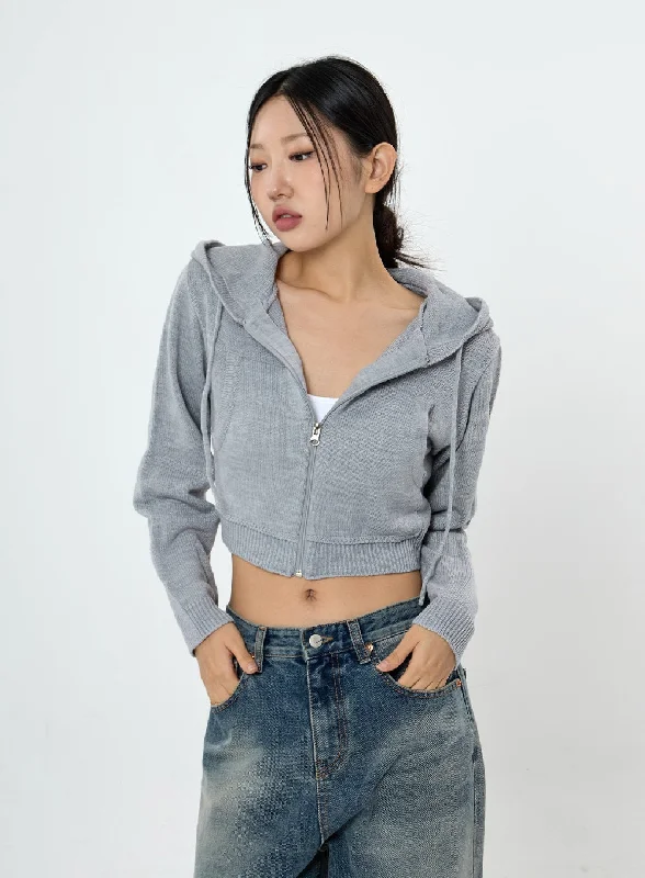 Knit Crop Hoodie Zip Up CS28