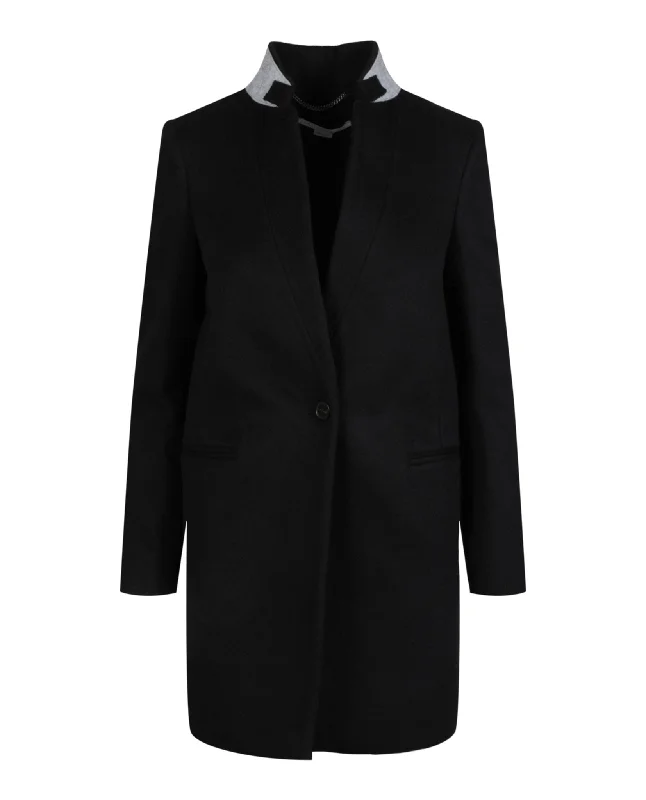 Fleur Felt-Collar Wool Coat