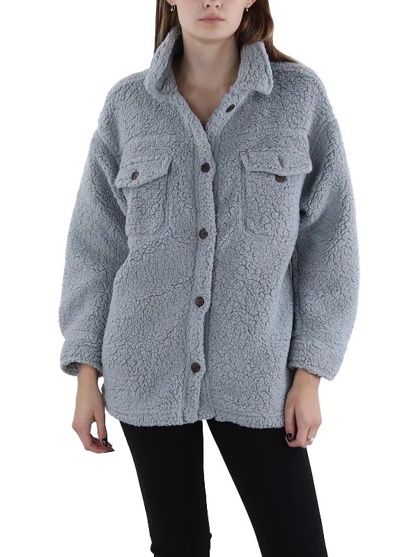 Womens Fleece Warm Shirt Jacket