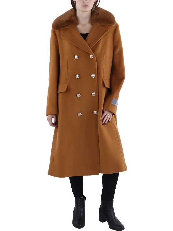 Womens Wool Blend Long Pea Coat