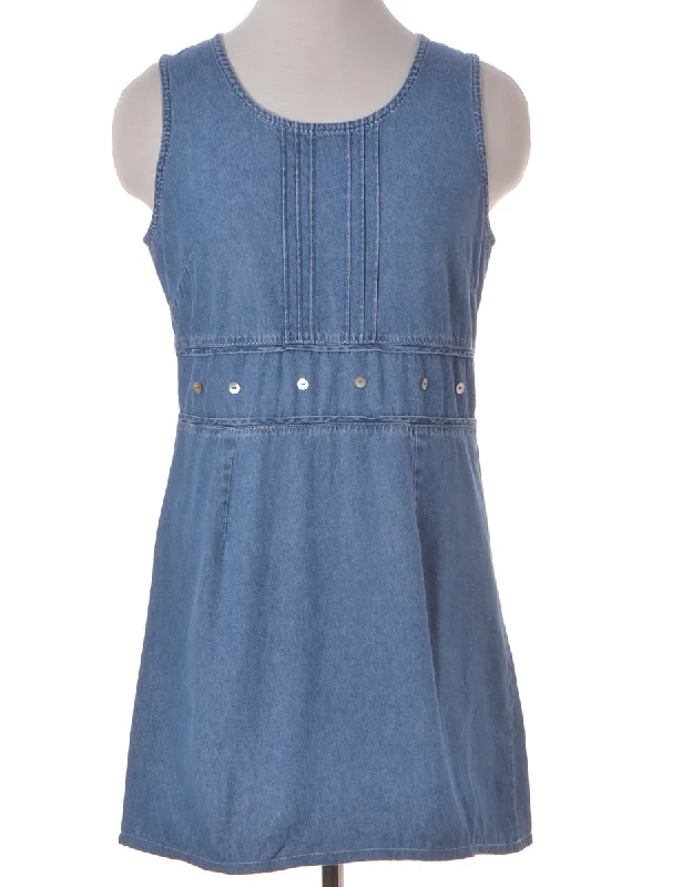 Label Pinafore Denim Dress