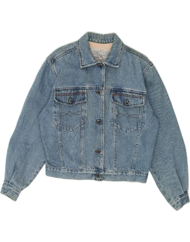 CAPPOPERA Womens Denim Jacket UK 14 Medium Blue Cotton