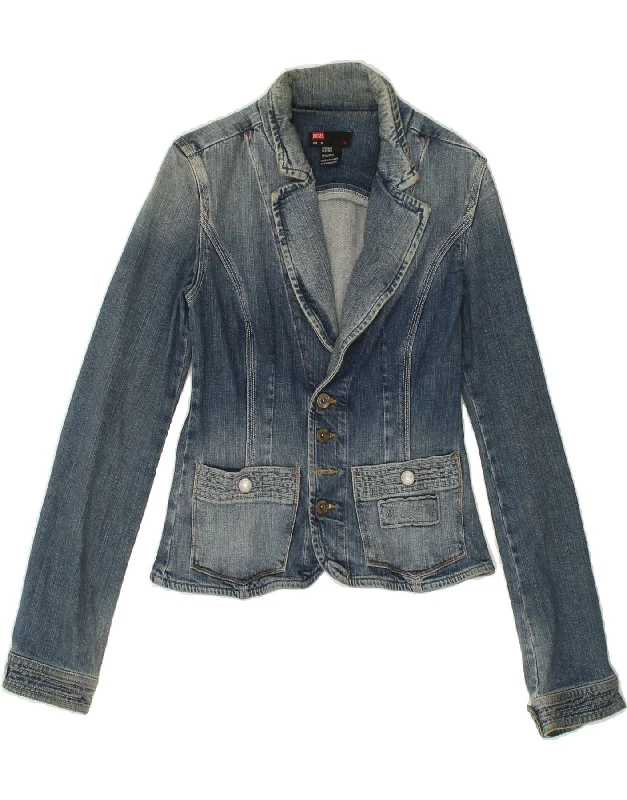 DIESEL Womens Crop Denim Jacket UK 12 Medium Blue Cotton