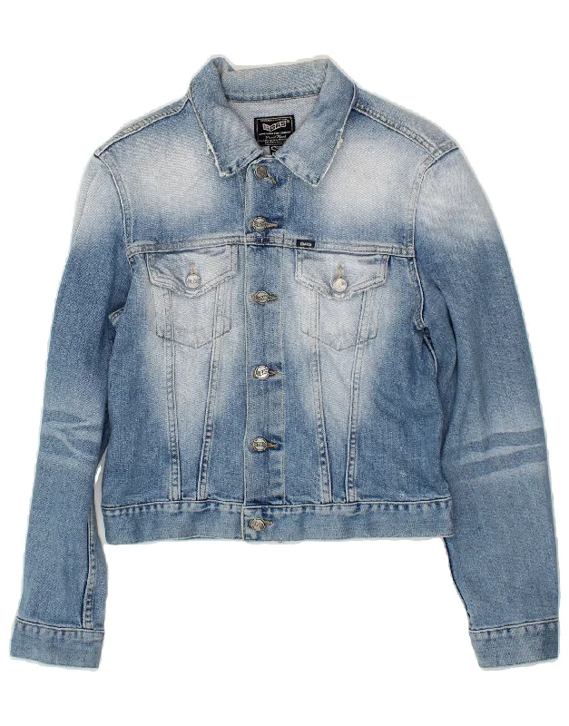 GAS Womens Crop Denim Jacket UK 10 Small Blue