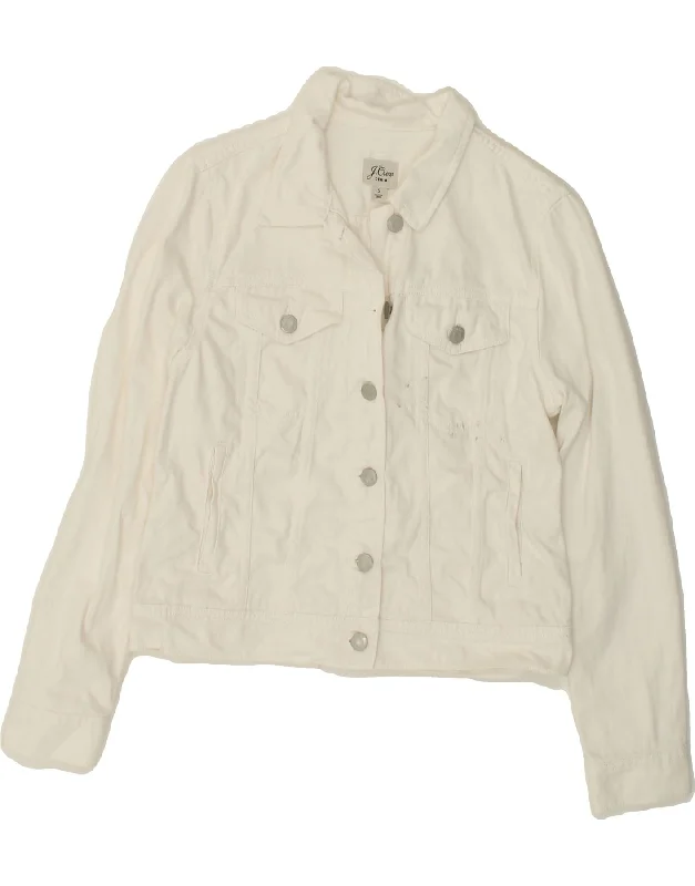 J. CREW Womens Denim Jacket UK 10 Small White Cotton