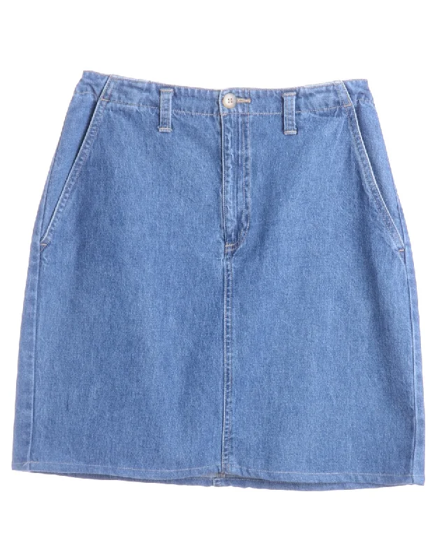 Label Short Denim Skirt