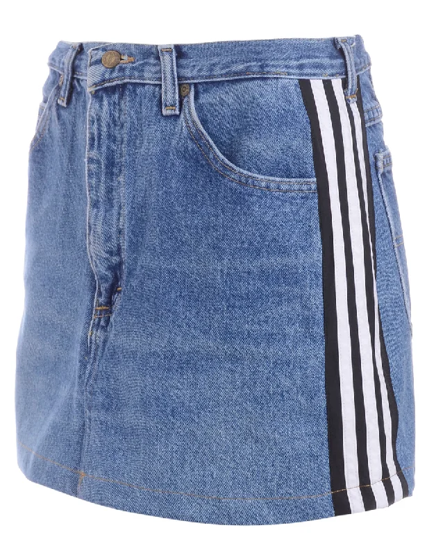 Label Steph Branded Stripe Denim Skirt