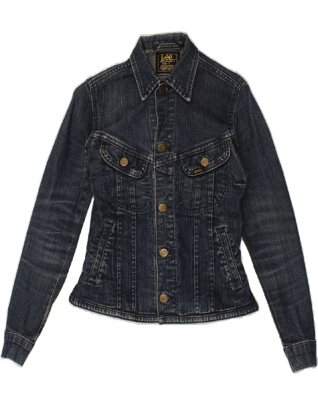 LEE Womens Denim Jacket UK 10 Small Navy Blue Cotton