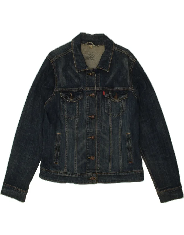 LEVI'S Womens Denim Jacket UK 18 XL Navy Blue Cotton