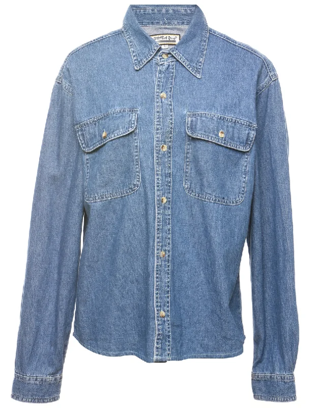 Medium Wash Denim Shirt - L