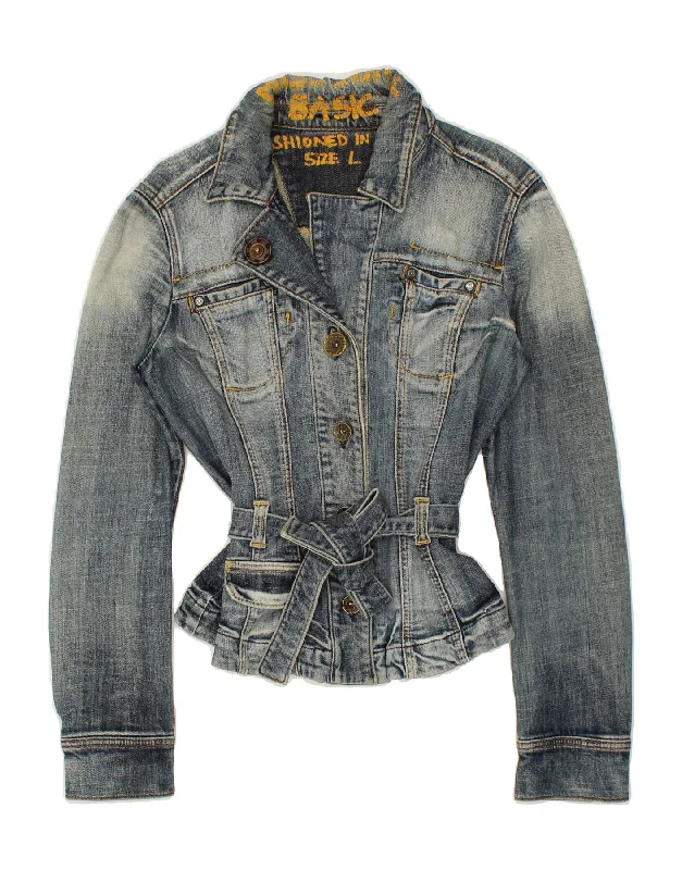 MISS SIXTY Womens Denim Jacket UK 14 Large Blue Cotton