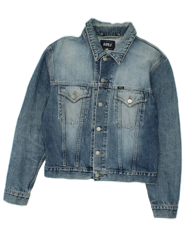 RIFLE Womens Denim Jacket UK 14 Medium Blue