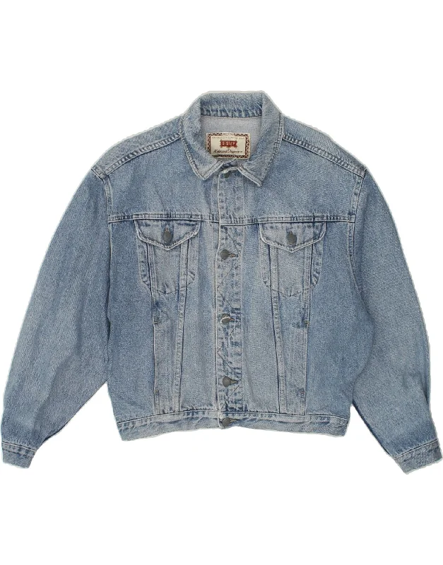 SISLEY Womens Denim Jacket UK 16 Large Blue Cotton