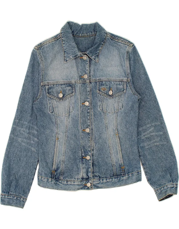 VINTAGE Womens Denim Jacket UK 12 Medium Blue