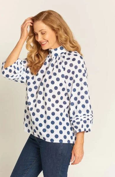 Navy Spot Cotton shirt