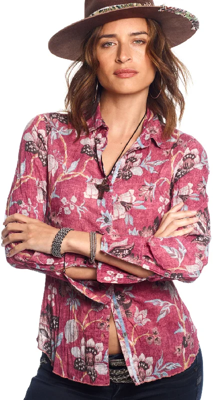 Cino Souk Floral Red Button Down Shirt