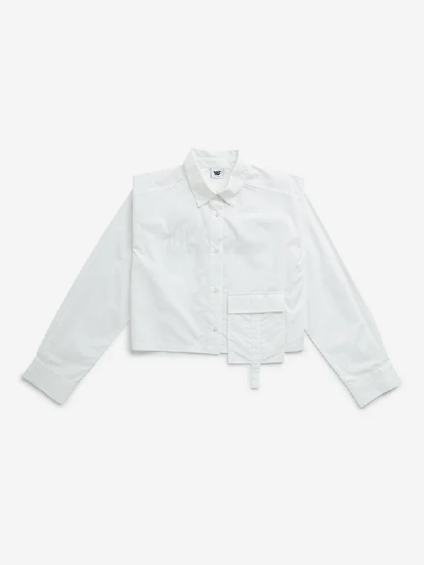 Y&F Kids White Text Design Cotton Shirt