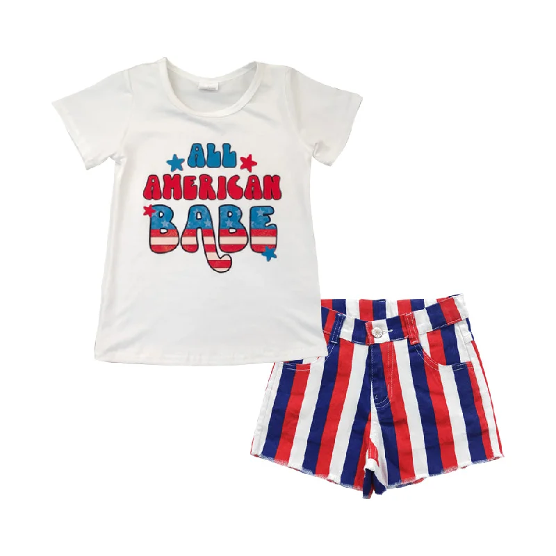 fourth of July T-shirts striped shorts set GSSO0329