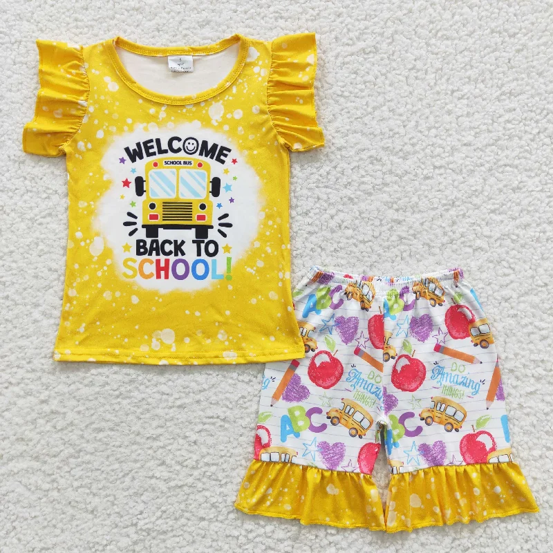 girls back-to-school t-shirts shorts set GSSO0284