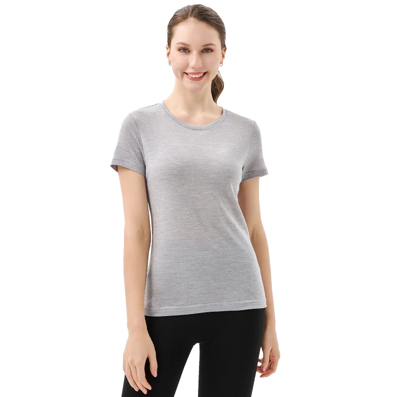 Women's Merino 150g Classic Short Sleeve T-Shirt Grey Marle Heather