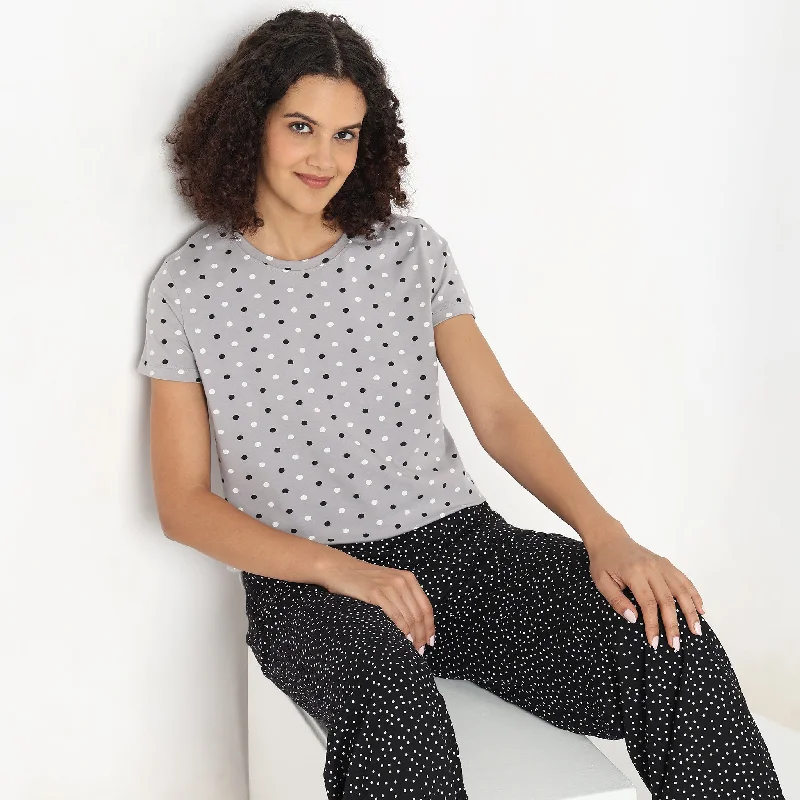 Regular Fit Polka Dot Sleepwear Lounge Top