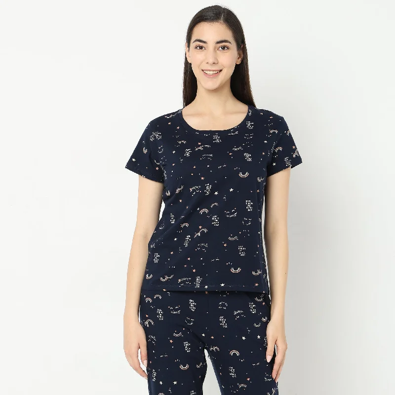 Regular Fit Printed Lounge Top