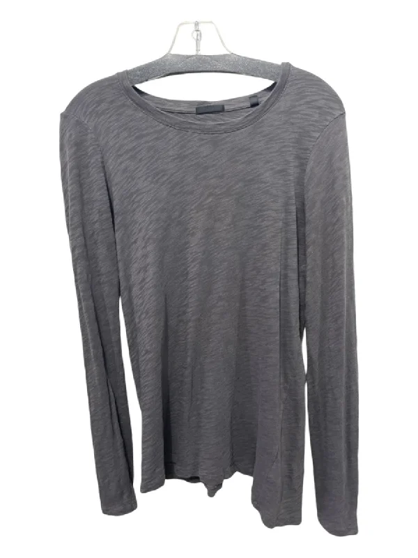 ATM Size S Gray Cotton Round Neck Long Sleeve Top