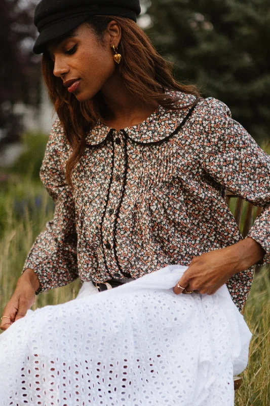 Betty Long Sleeve Blouse in Dark Floral