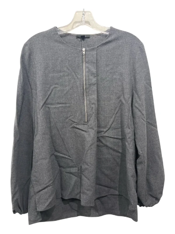 COS Size 10 Dark Gray Wool Half Zip Long Sleeve Hi Lo Top