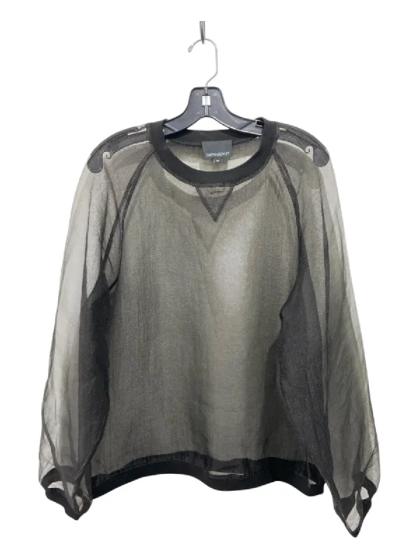 Cynthia Rowley Size M Black Missing Fabric Sheer Long Sleeve Top