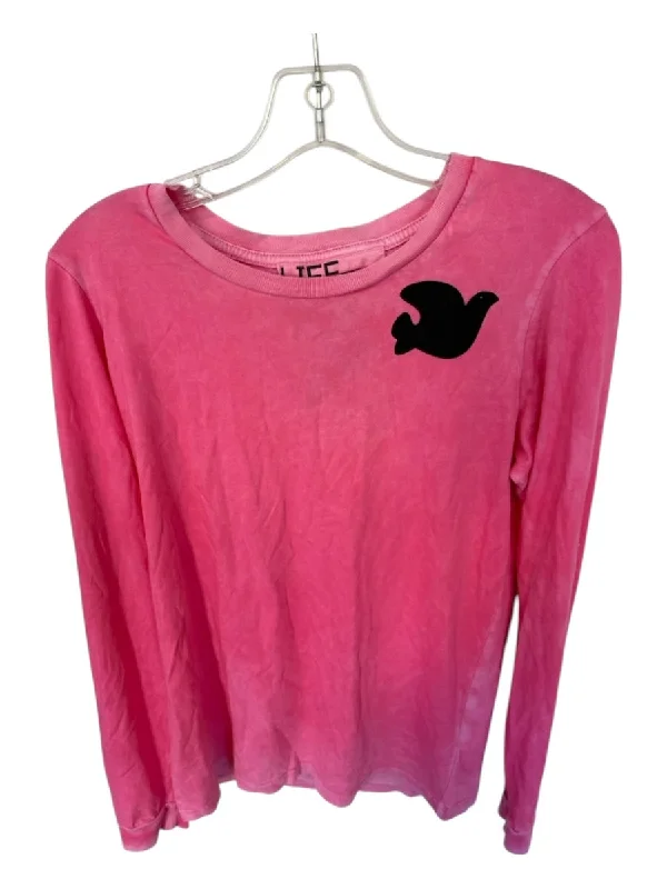 Free City Size S Pink & Black Cotton Long Sleeve Athletic Top