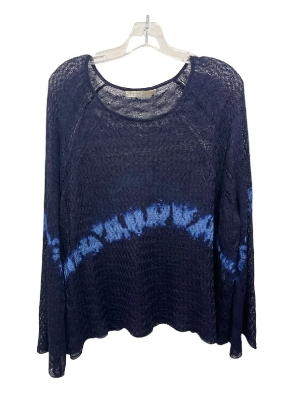 Parker Blue Size M Navy & Blue Cashmere Sheer Ombre Long Sleeve boat neck Top