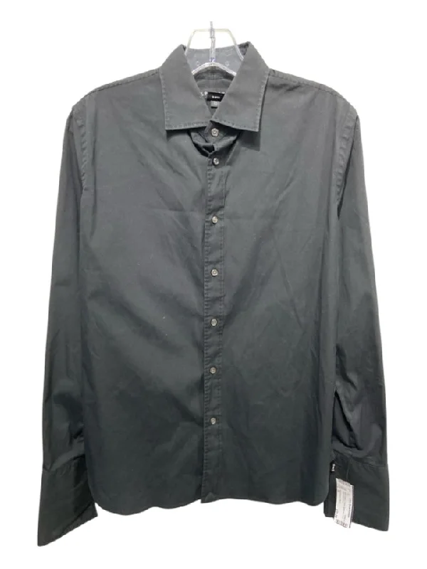 Ralph Lauren Black Size 10 Black Cotton & Nylon Button Up Long Sleeve Top