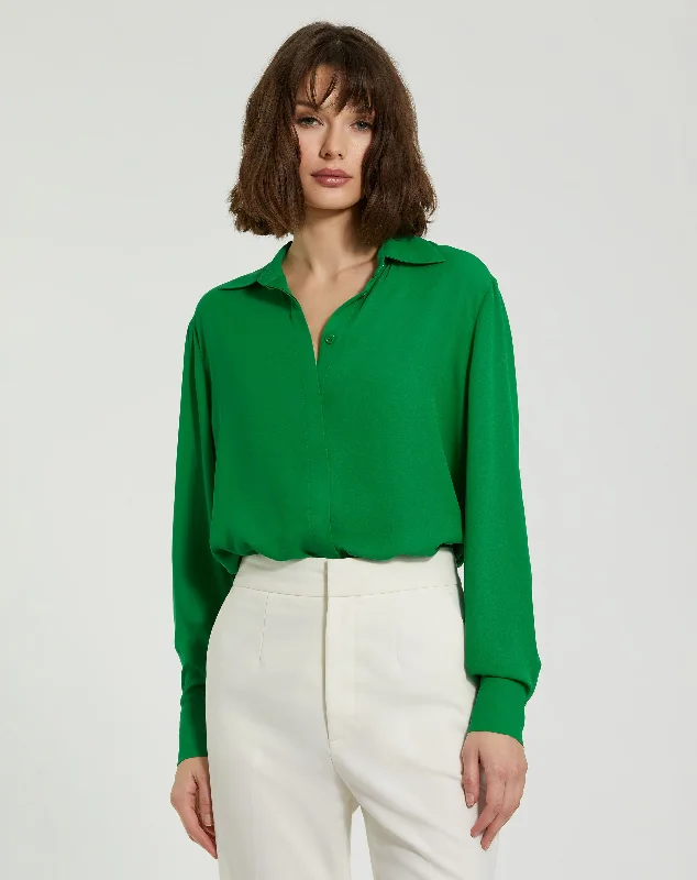 The Bentley Long Sleeve Button Up Georgette Blouse - FINAL SALE